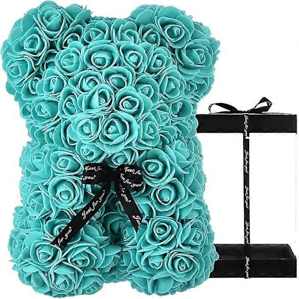 Rosebjørner - Hver rosebjørn leveres med en rose Teddy Bear - Blomsterbjørner er perfekte til jubileer, mødre - Klar gaveeske inkludert! 10  (LGL) blue