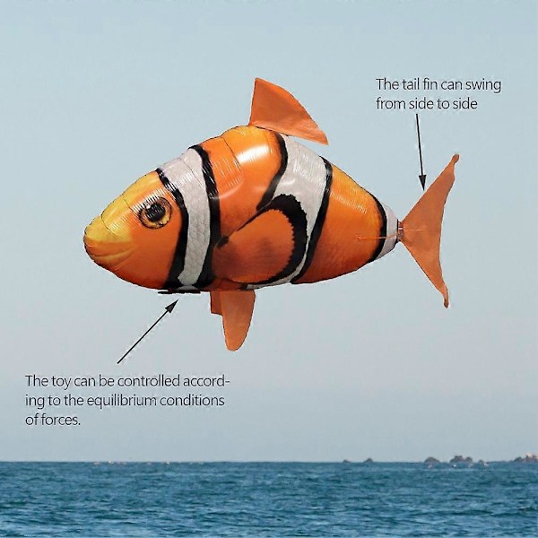 Fjärrstyrd Flygande Haj Uppblåsbar Rc Ballong Leksak Barn Present LGL Orange Clownfish