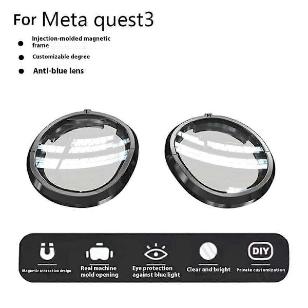 För Meta Quest 3 Magnetisk Linsram Inbyggd Resinlins Anti Blått Ljus VR Headset Tillbehör LGL