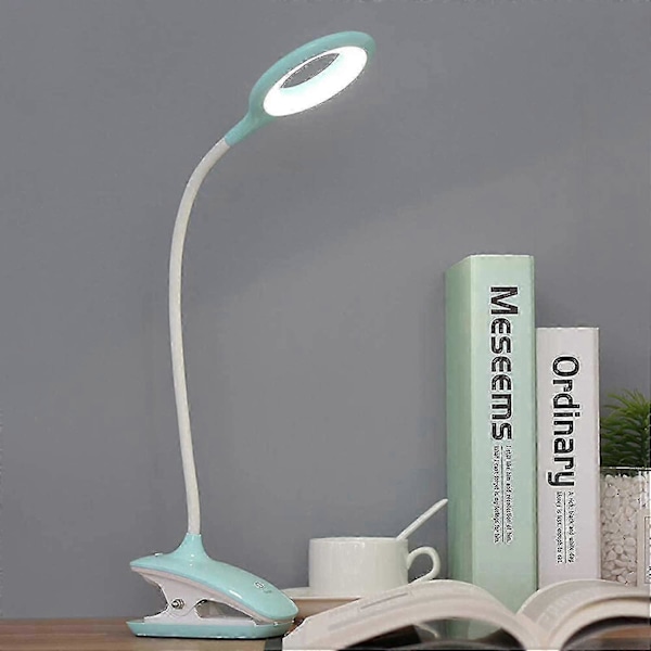 WJTG LED Clip-on Leselampe Dimbar Øyebeskyttelse Bordlampe J LGL Blue