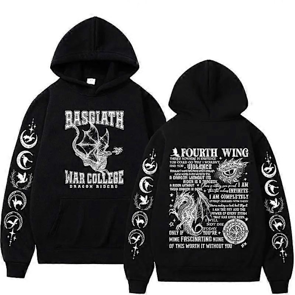 Xaden Riorson House Hættetrøjer Iron Flame Dragon Rider Fourth Wing Emblem Sweatshirt Basgiath War Herre Mode Cool Oversized Hættetrøje LGL A5273-black XXXL