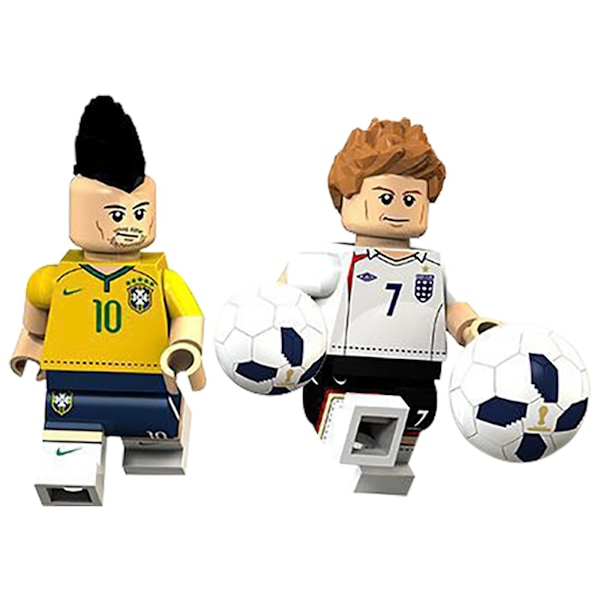 8 st / set Super Star Minifigurer Leksak Fotbollsspelare Byggklossar