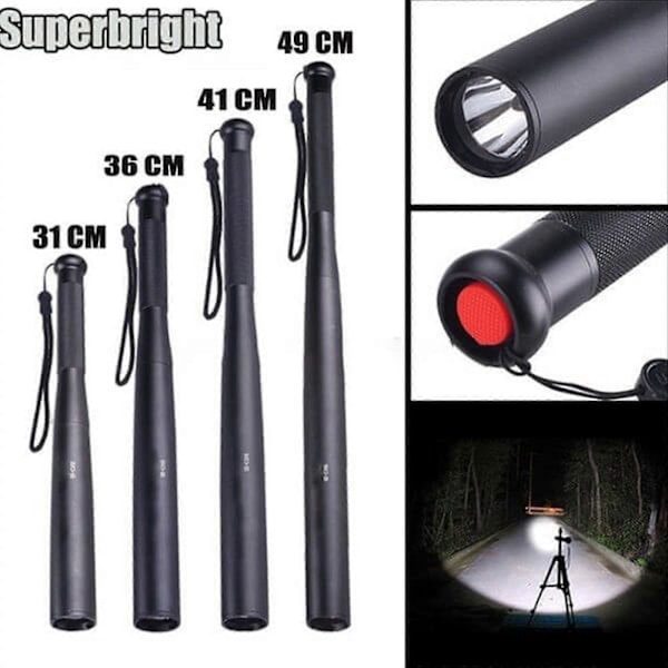 Självförsvars baseballträ stark lätt ficklampa T6 uppladdningsbar LED utomhus multifunktion säkerhetsklubba LGL