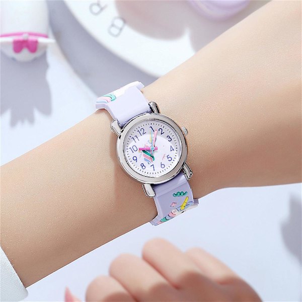 Børns Enhjørning Tegnefilm Ur Søde Quartz Ur Fødselsdagsgaver [LGL] Purple