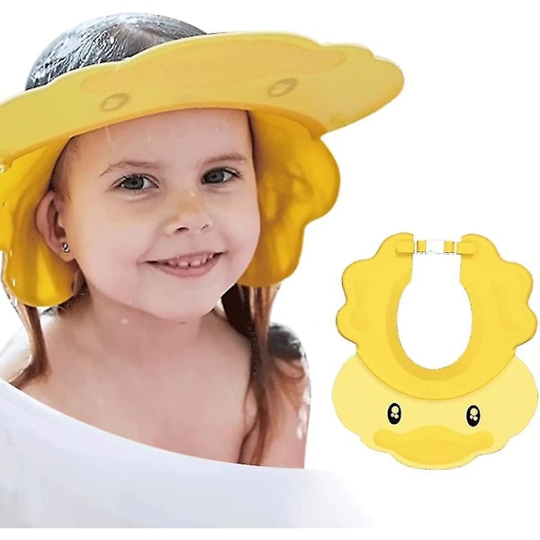 Duschmössa för barn, justerbar babyshowerhatt hårvättsskydd för öron ögon, vattentät mjuk silikon duschmössa (LGL)