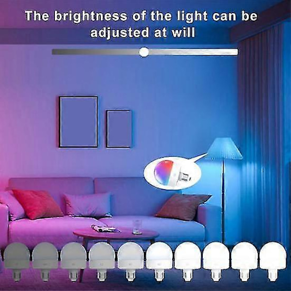 USB Uppladdningsbar Lampa med Fjärrkontroll Timer Dimbar Lätt att Installera Batteridriven E27 Lampa RGB Lampa (LGL)