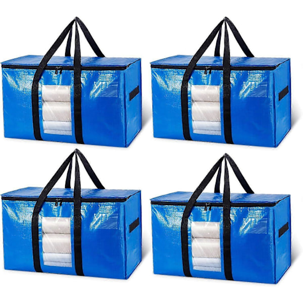 Flyttväskor Extra Stora Förvaringsväskor 4-pack, Klart Fönster & Förstärkta (LGL)