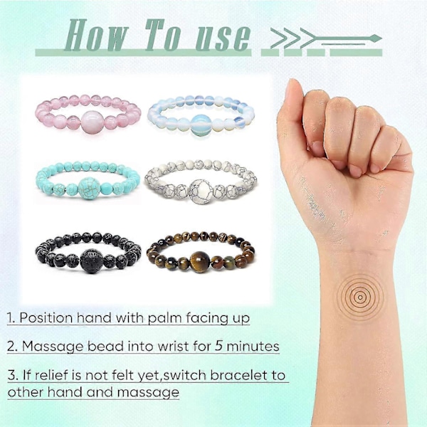 6 stk. Anti Reisekvalme Armbånd, Anti Kvalme Belte Justerbart Mot Kvalme Lindring For Reisekvalme, Kvalme, Bilsyke # LGL