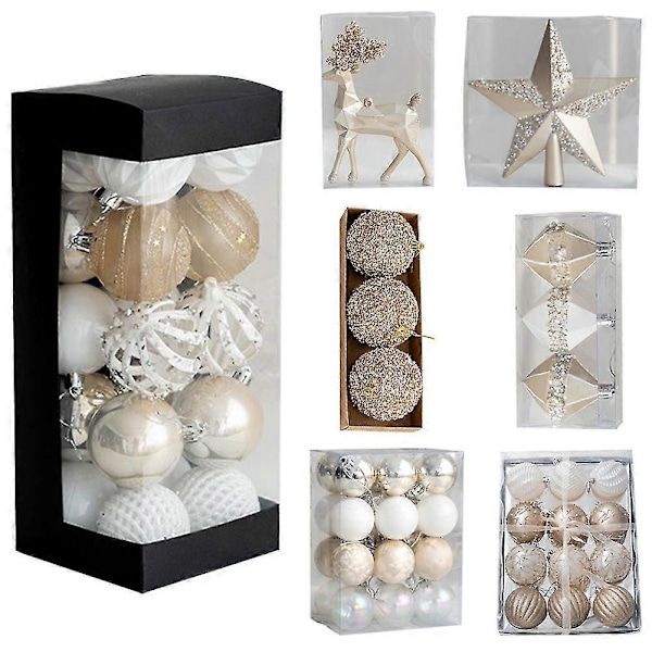 WJTG Dekorasjoner 2023 Julekuler Treballer Anheng Jul Hjem Hyggelig Fest Bryllup Ornament Forsyninger Plast J LGL 24PCS