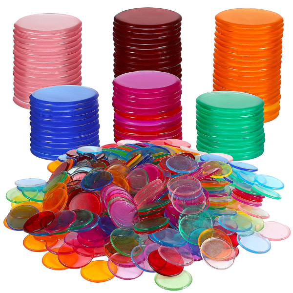 500 stk Bingobrikker Plast runde stykker Markører for bingospillkort Tellespilltilbehør