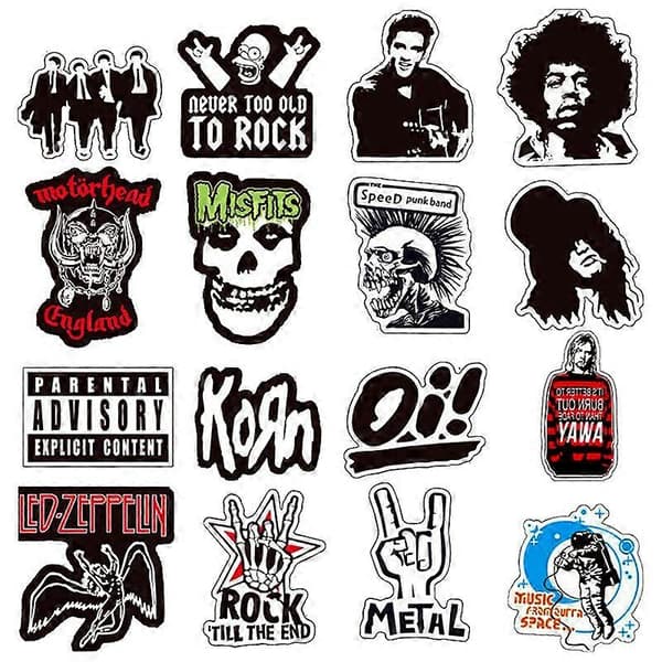 100 st Rock Graffiti Stickers Skateboard Laptop Bagage Gitarr (LGL)