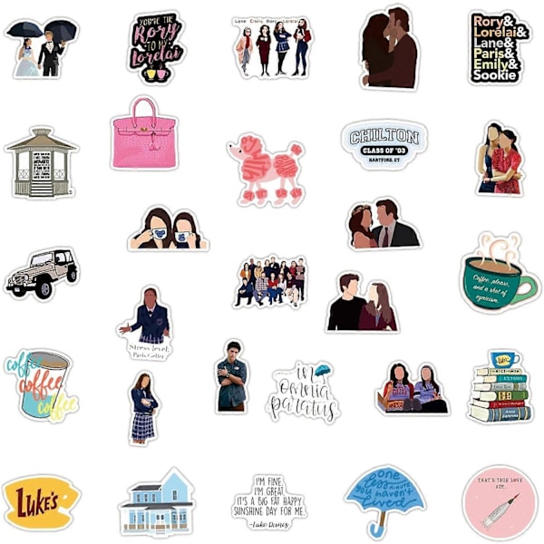 50 stk Gilmore Girls Stickers Æstetisk Amerikansk TV-Serie Tegneserie Stickers til Teenagere Vandflaske, Vandafvisende Vinyl Stickers Dekaler til Laptop  (LGL)