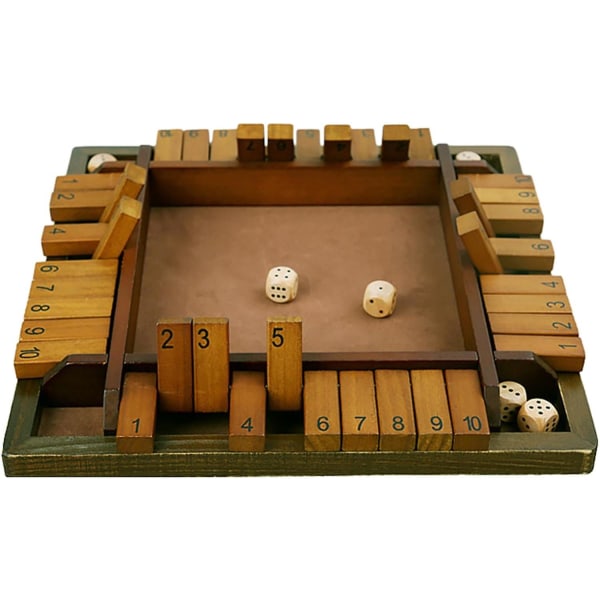 Fukamou Shut Box Game Wooden Shut The Box - Barspill for fester og sammenkomster Strategispill for læring Tillegg 2-4 spillere forbedrer matematikk og beslutninger
