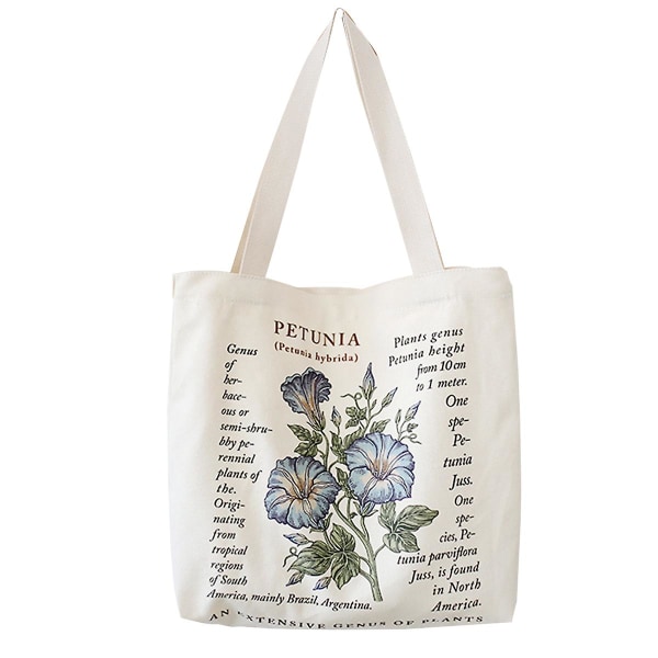 Kxj-canvas Tote Bag Aesthetic - Dragkedja Tote Bag Med Innerficka Av Axelremsväskor För Kvinnor Shopping Skola Petunia