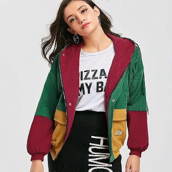 Märkes Dam Huvförsedd Manchesterjacka Patchwork Höst Streetwear Ytterkläder Kappa Vindjacka LGL blue 2XL