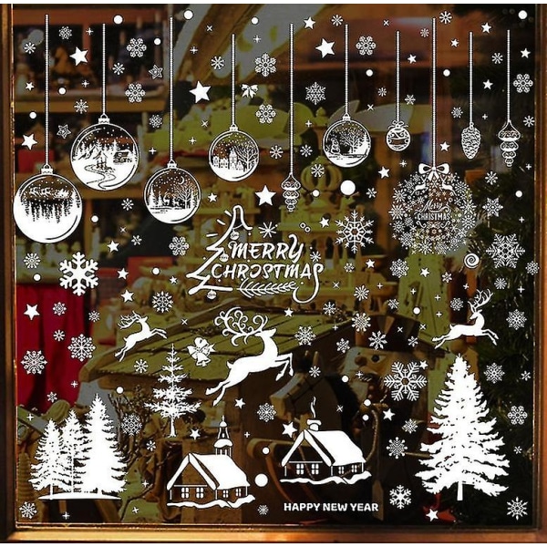 9 ark julklistermärken jul självhäftande clings snöflingor fönsterdekoration