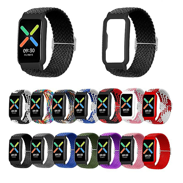 Nylonstickat elastiskt klockarmband för Oppo Watch Free, Ersättningsarmband med klockfodral LGL Red Style H Other OPPO Models