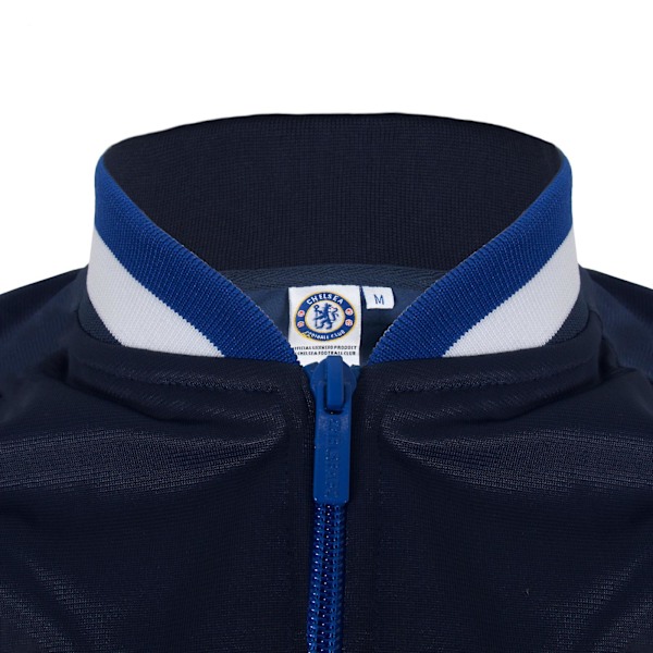 Herrjacka Träningsjacka Retro OFFICIELL Fotbollspresent LGL Navy Stripe Collar Large