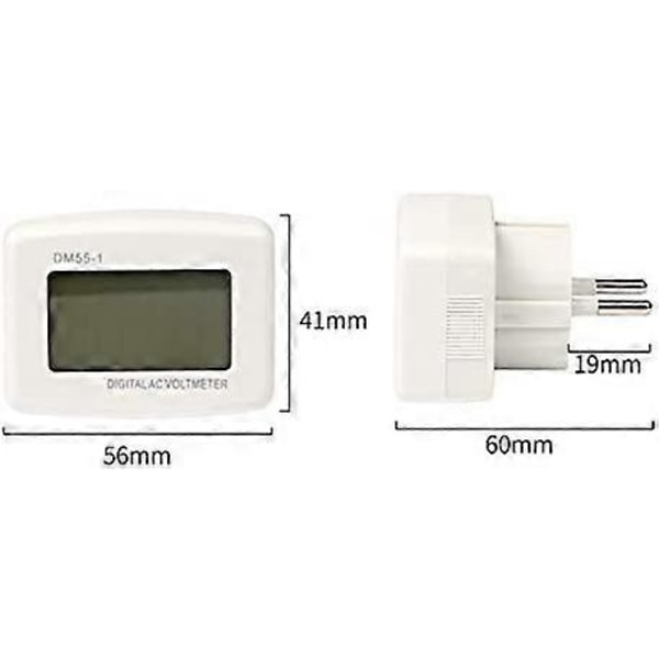 220V Blå Bakgrundsbelysning Digital LCD Voltmeter Panel Spänningstestare EU-kontakt DM55-1 AC 80-300V (LGL)