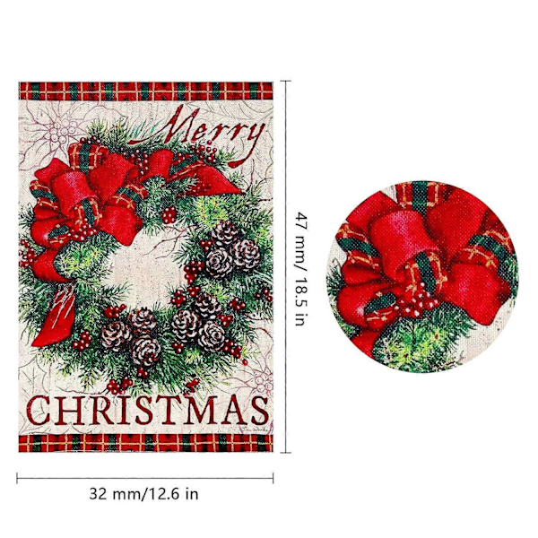 Julehaveflag Garland, 30x45 cm dobbeltsidet burlap plaid kant dekorativ Garland Buffalo Plaid Burlap haveflag (LGL)