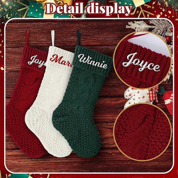 Familie Julestrømper Store Strikkede Julestrømper Strikkede Julestrømper til Børn 3 Stykker (Hvid, Rød, Grøn) (LGL)