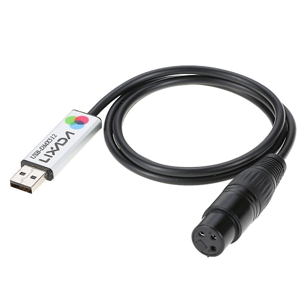 Lixada USB - DMX-liitäntäsovitin LED DMX512 Tietokone PC Lava Valaistusohjain Himmennin LGL