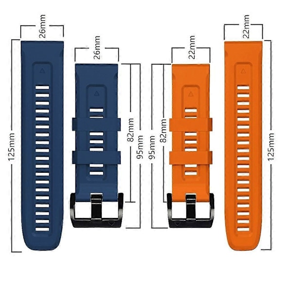 26mm Silikonarmband för Garmin Fenix 6X Pro LGL Black