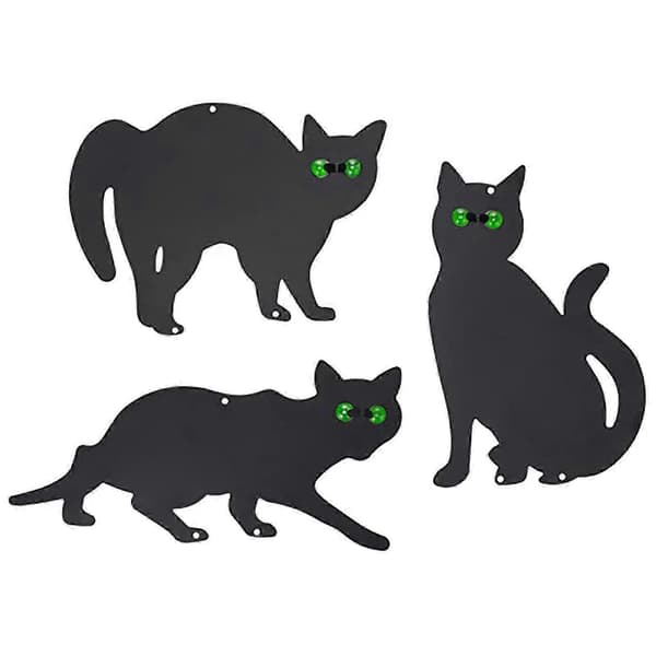 Metall Katt Hagedekor 3 stk Sett med Reflekterende Øyne og Plugginnsetting (LGL)