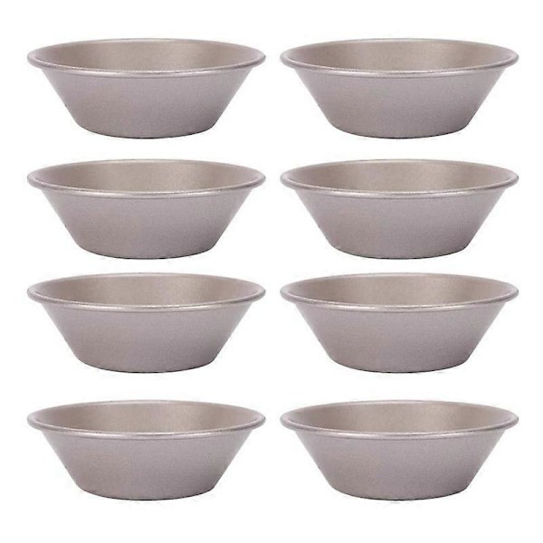 8 st Non-Stick Tartformar Kolstål Mini Tartformar Muffin Återanvändbara Äggtart Tartlett Bakform LGL Gold