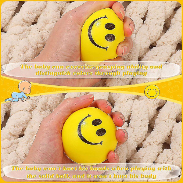 2,5 tums smile-stressbollar Bulk Happy Smile Stress relief Mini roliga skumbollar Barn Smile T yellow