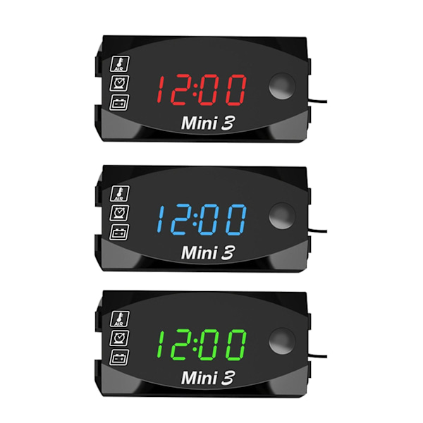 3 i 1 Multifunktionel Digital Display Meter Støvsikker Motorcykel Elektronisk Ur Motorcykel [GGL] A02