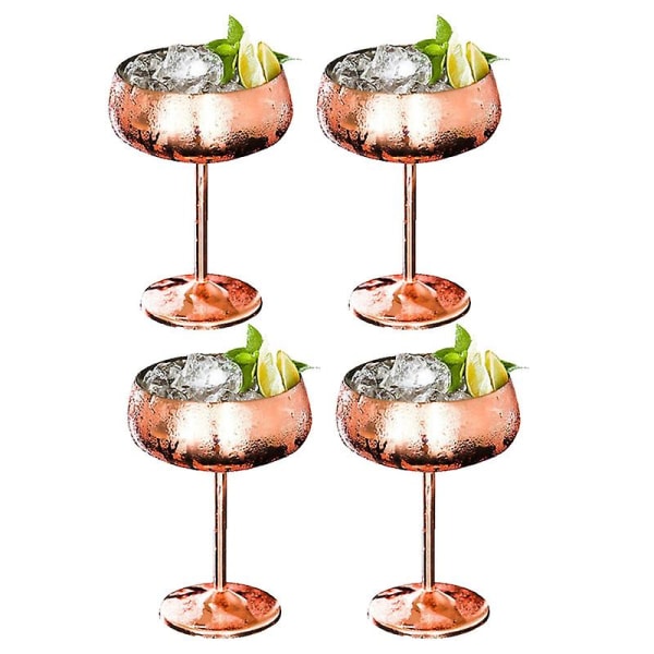 Rostfritt stål cocktailkopp Martini kopp cocktail dryck champagne bägare fest barware, set med 4, Ro [LGL]