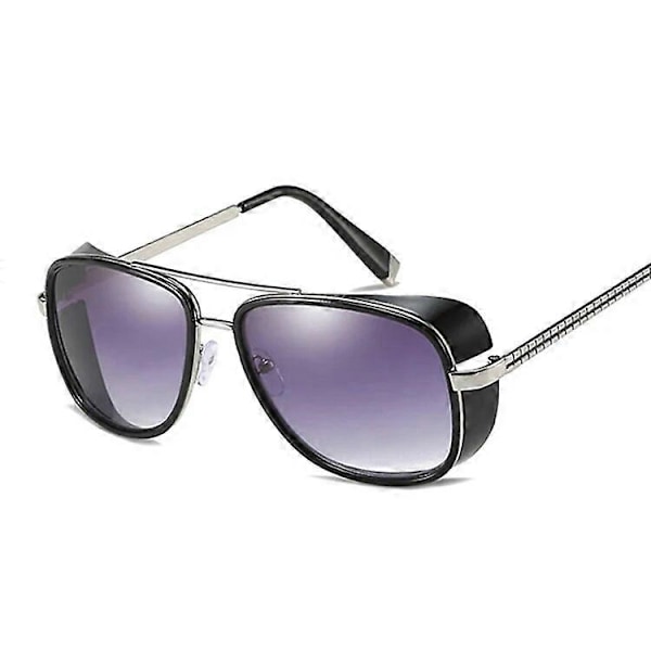 Tony Stark Solbriller Mand Kvinde Steampunk Solbriller Herre Vintage Gradient Rød Solbrille UV400 LGL Double gray