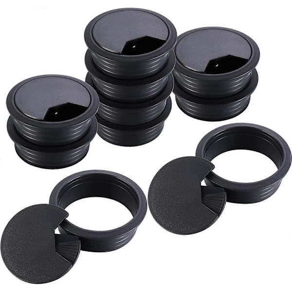 10 pakker Svart Kabelgjennomføring for Kontor, Plast Gjennomføring for Datamaskinbord (Monteringshull Diameter 6 cm) (LGL)