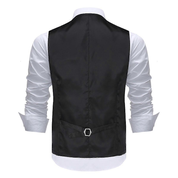 Allthemen Herr V-ringad Tryckt Business Casual Guld Silver Kostymväst LGL Black M