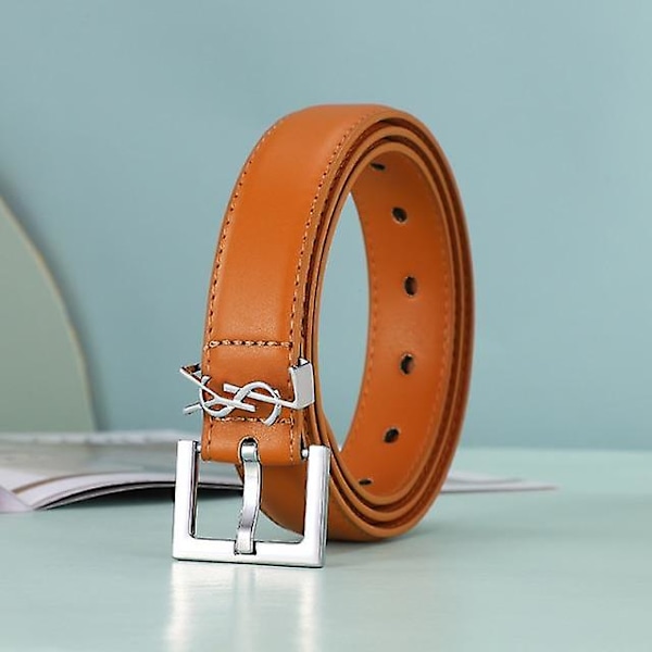 Læder Bælter med Bogstaver Glat Spænde Damebælte All-match Casual Damebælter Kvinde Mode Simpel Chic Bælter LGL Like the picture 110cm