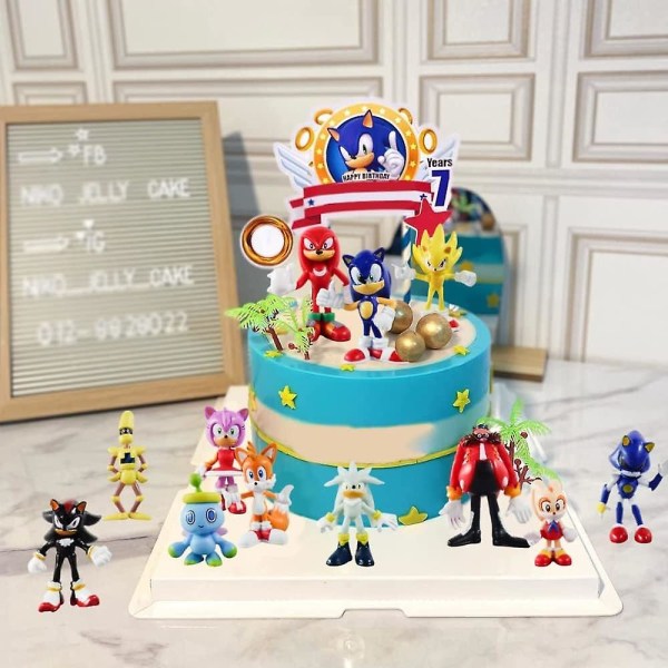 12 stk Sonic Action-figurer for barn og voksne Tegneseriefigurer Leker Kakepynt Samleobjekt Modelldukke Playset Skrivebordsdekorasjoner Gaver