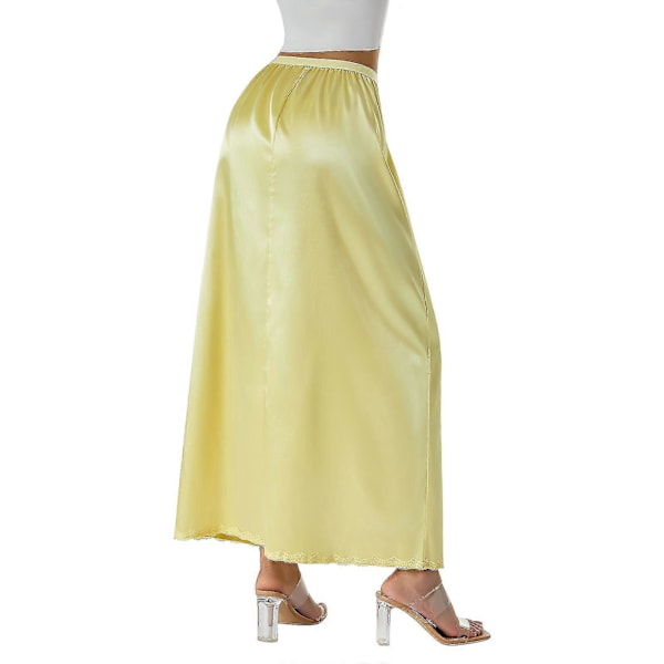 Halv Underkjole Blonde Lang Elastisk Midje Underskjørt Dame Sateng Halv Underskjørt LGL Beige M