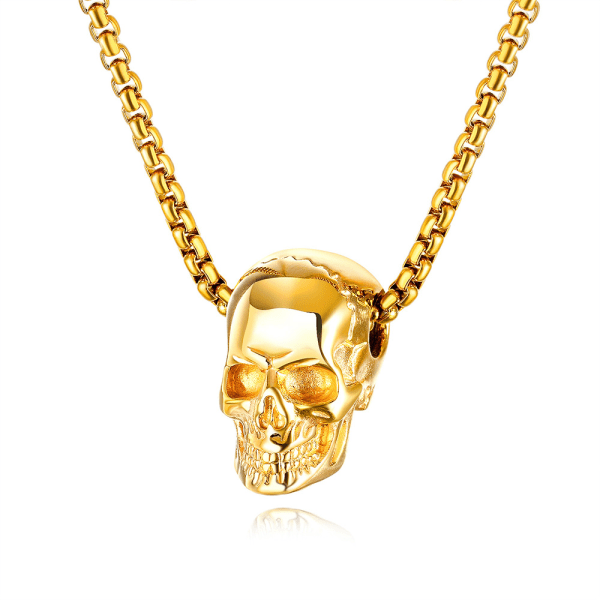 Rostfritt stål hänge smycken personlig dödskalle mäns halsband gold