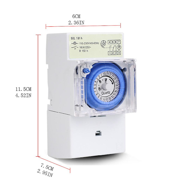 SUL181H 24 timers analog mekanisk timer manuel/auto controller til tidsstyring (LGL) White