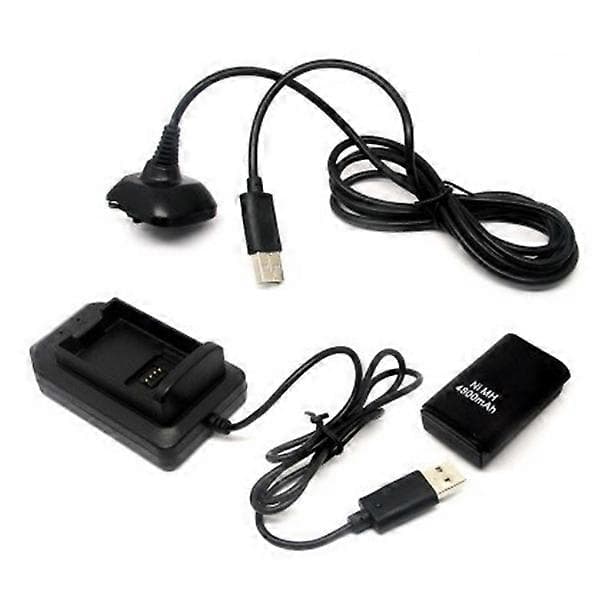 Dobbelt genopladeligt batteri + USB-opladerkabelpakke til XBOX 360 trådløs controller (LGL) White