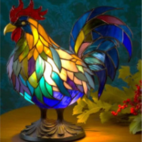 Djur Bordslampa Målat Glas Nattlampa Retro Skrivbordslampor Heminredning LGL Cock