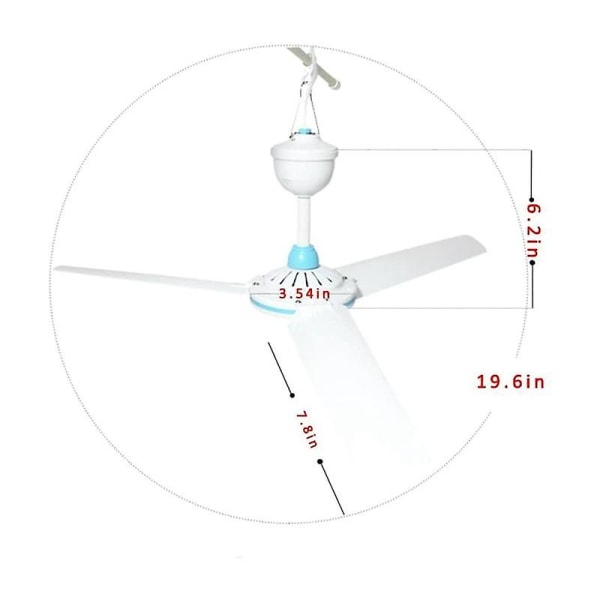 Dc 12v lågspännings takfläkt hushåll camping elektrisk fläkt vit och blå [LGL]