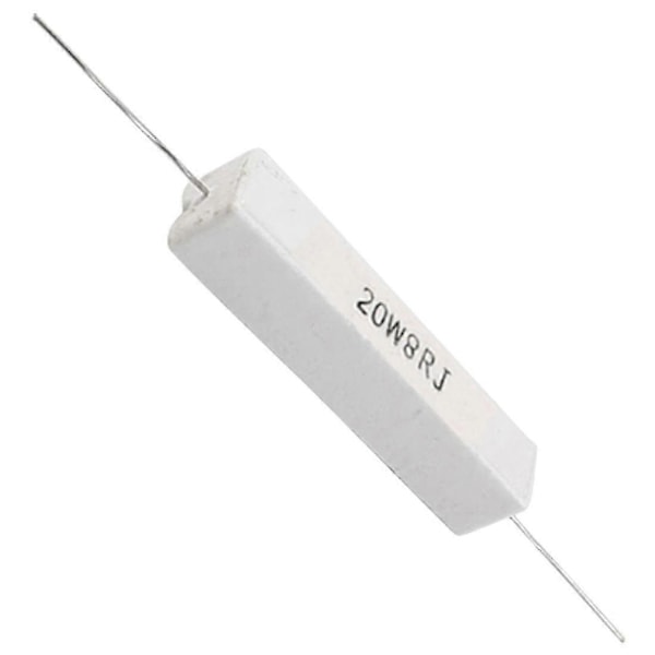 2 stk. trådviklet keramisk cementmodstand 8 Ohm 20w 5% LGL White