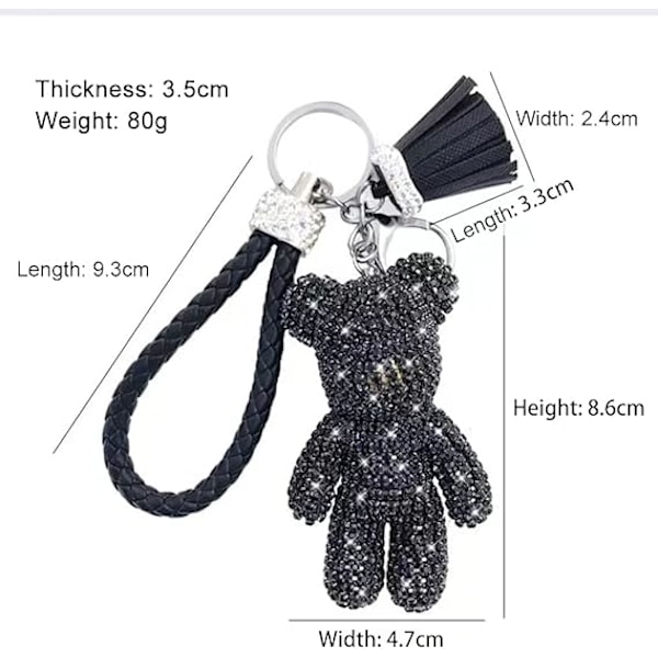 Modeaccessoarer för flickor - Diamantbjörn Nyckelring Bling Nyckelringar (LGL)