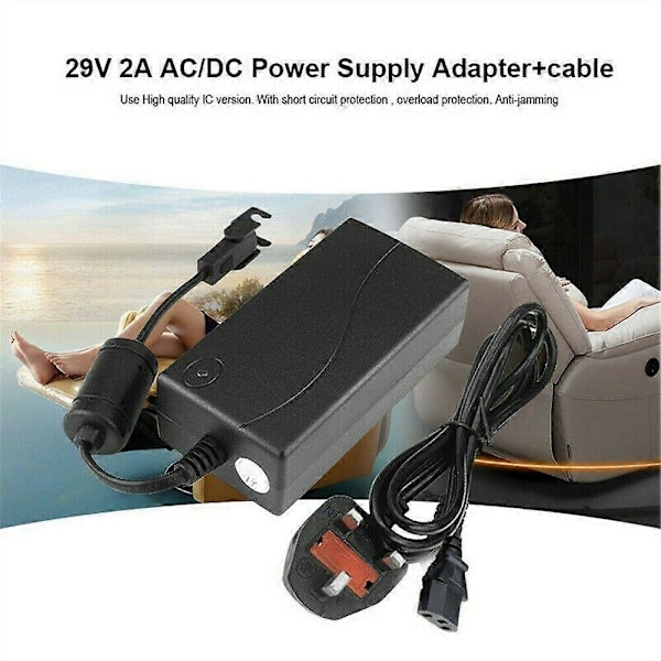 29V/AC/DC Strömförsörjning Elektrisk Fåtölj Soffadapter Transformator Verktyg - Kontakt LGL Black