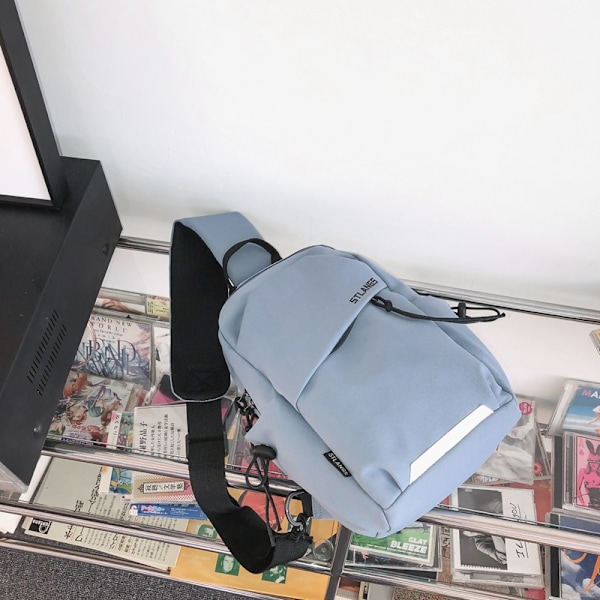 Ny brysttaske skuldertaske studentermode sports lille rygsæk dame crossbody taske Blu (LGL) Blue With chimpanzee pendant