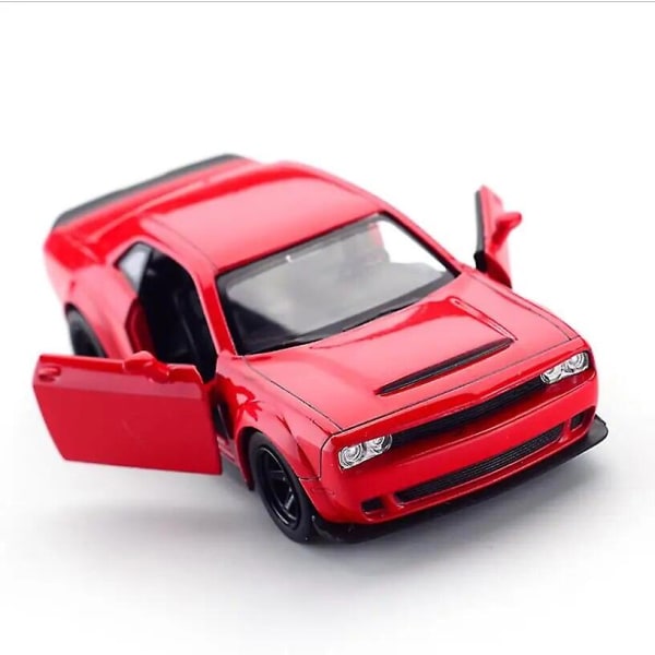 1:36 Dodge Challenger legeringsbil Ny sportsvogn legeret bilmodel Træk tilbage Legetøjsbil Gaver til drenge Børn Legetøjsbil A141 Red