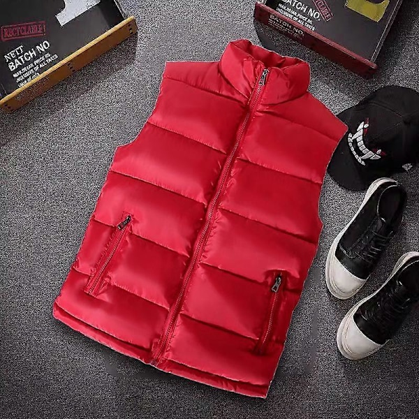 Vit Väst Jacka Herr Slim Fit Ståkrage Ärmlös Pufferjacka Vår Höst Casual Väst Herr Varm Kappa LGL black S