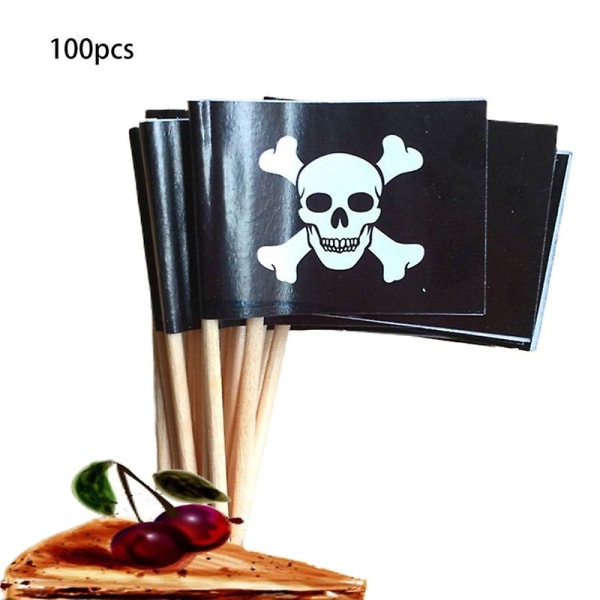 Varm mini-plastik pirat tandstikker flag formet bordpynt[GL] 100 single-headed pirates 2